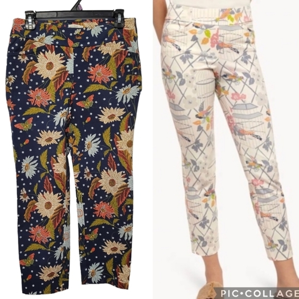 Spartina 449 Maren Pull On Riverside Station Floral Butterflies Pants Sz Small